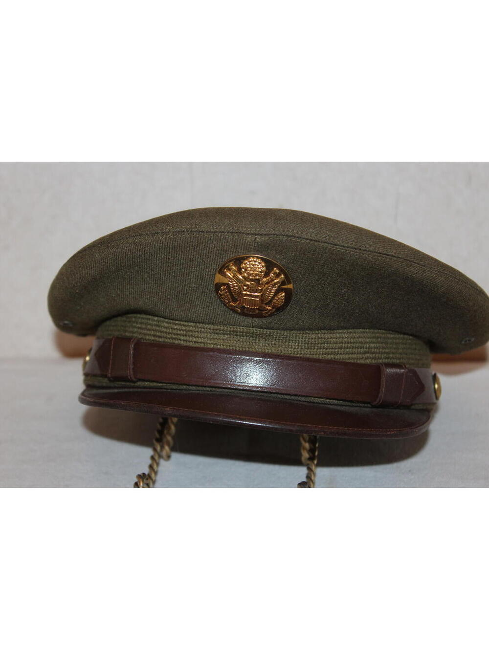 Vintage WWII U.S. Army Enlisted Service Cap Hat Size 6 7/8 Olive Drab Wool Serge